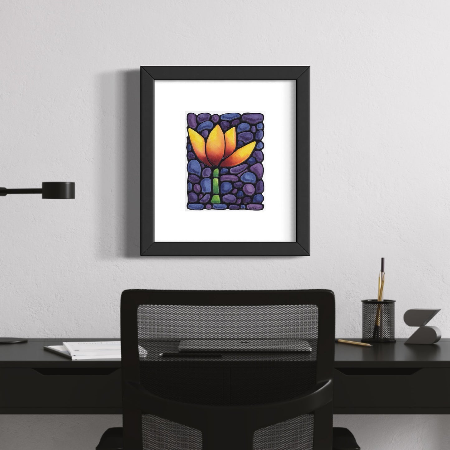 Tulip Flowers Original Painting Framed