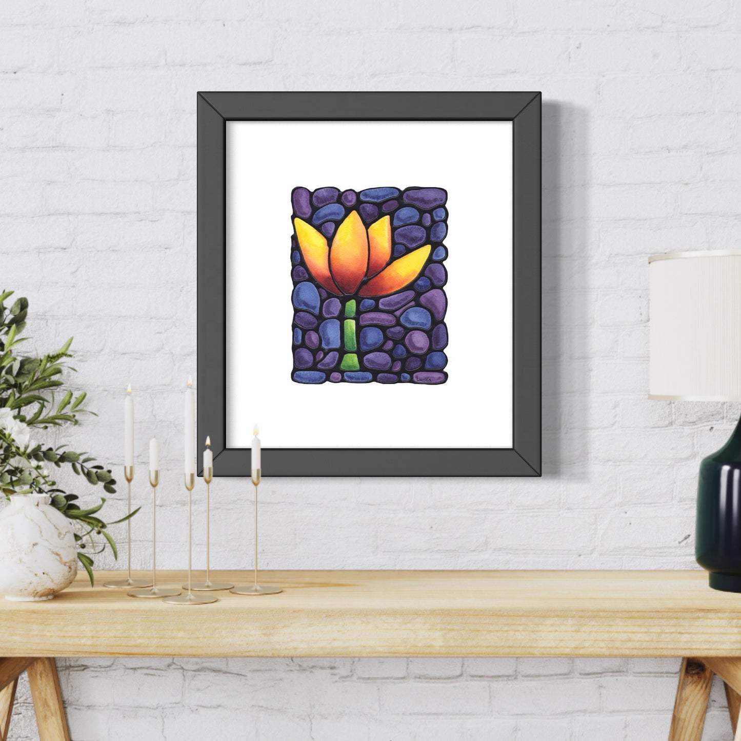 Tulip Flowers Original Painting Framed