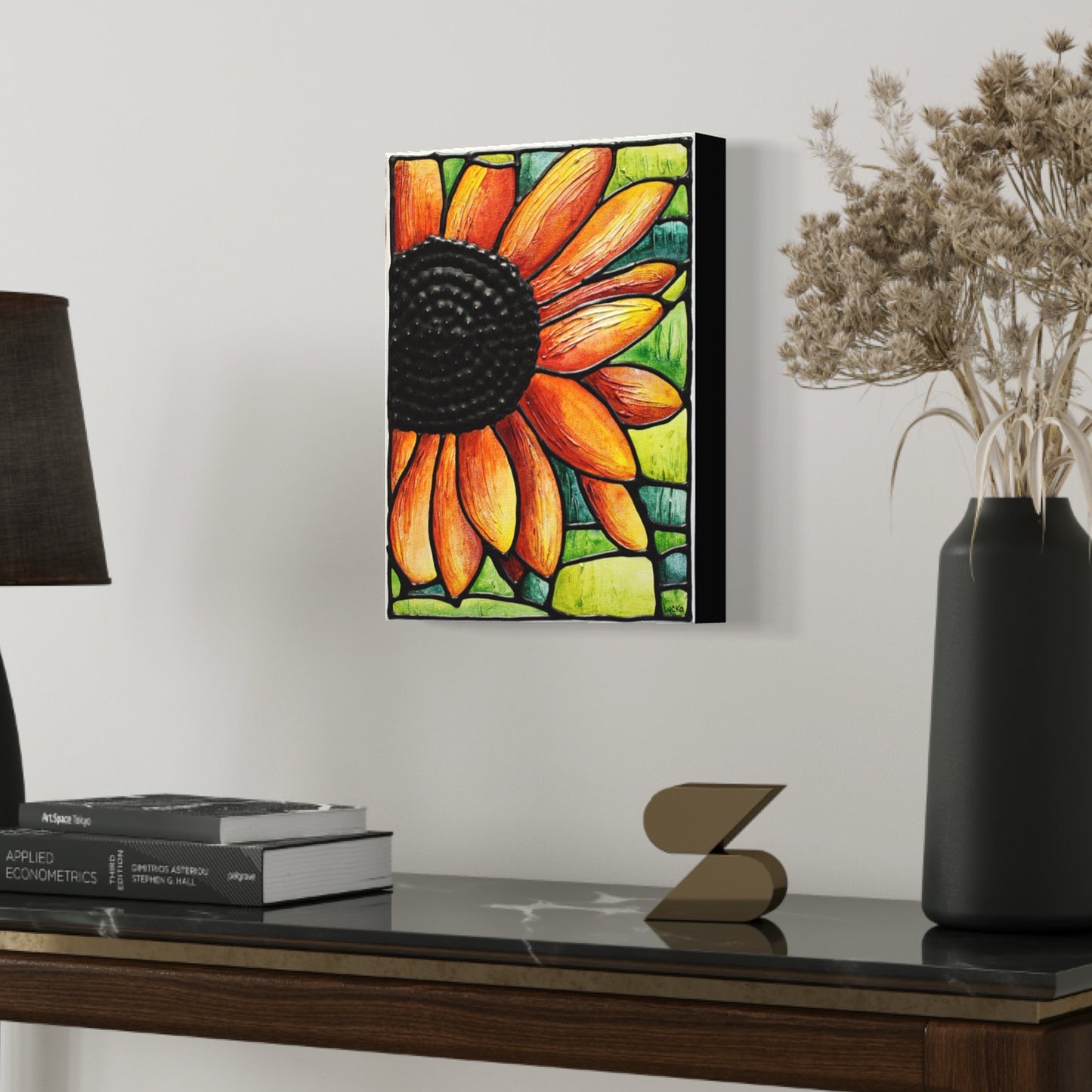 Orange Sunflower Original Painting 9 x 12 inch