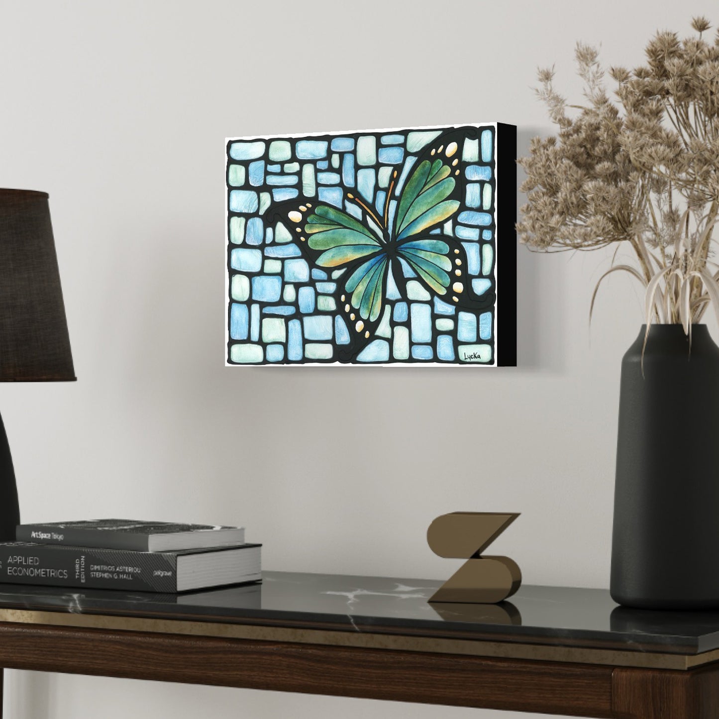 Teal Butterfly Original Painting 12 x 9 inch