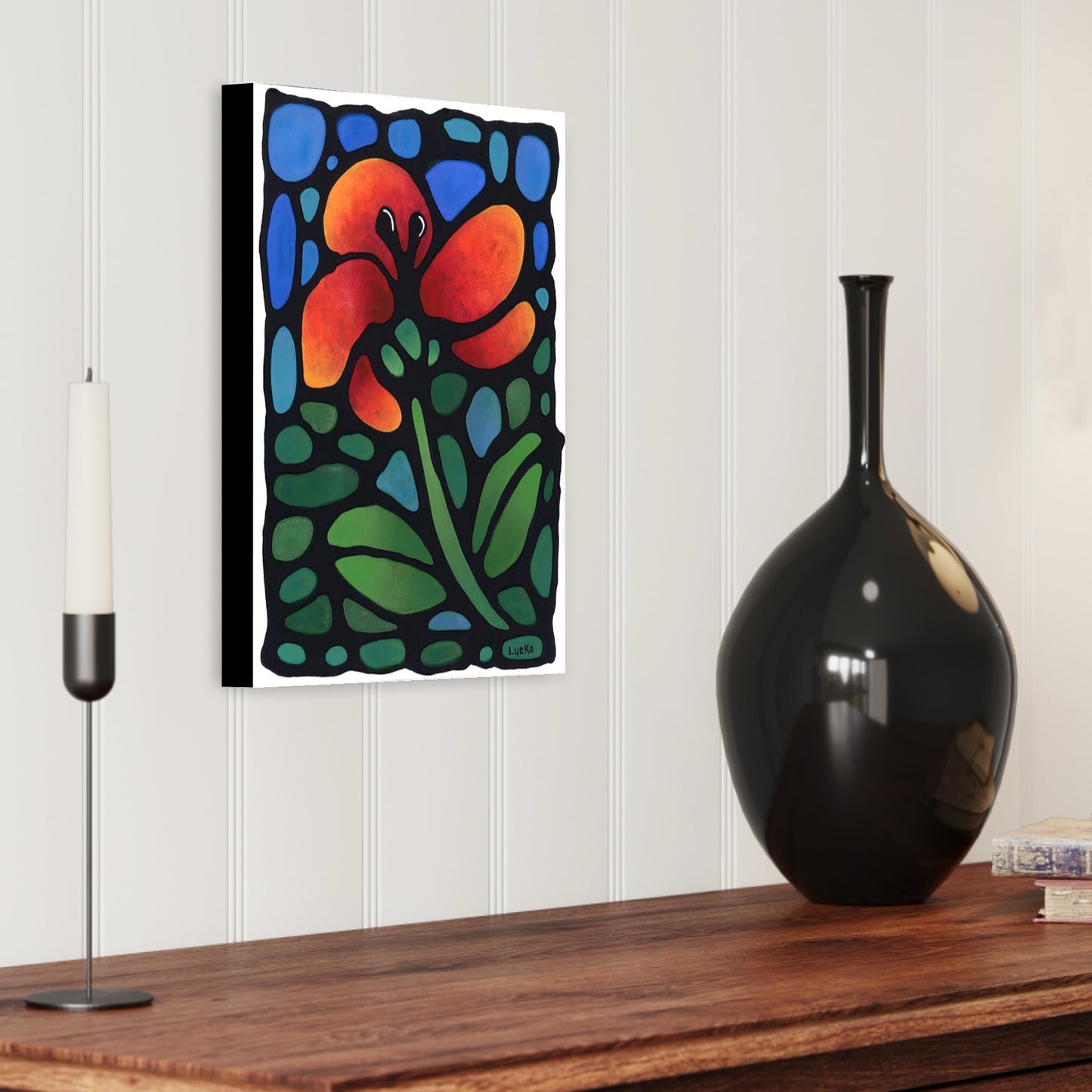 Poppy Flower Original Painting 9 x 12 inch Canvas