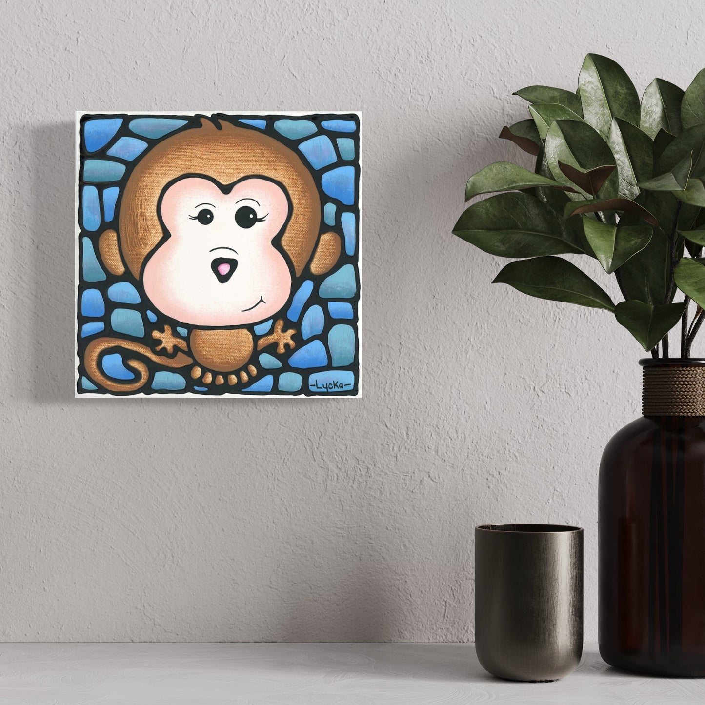 Monkey Original Painting 8" x 8"