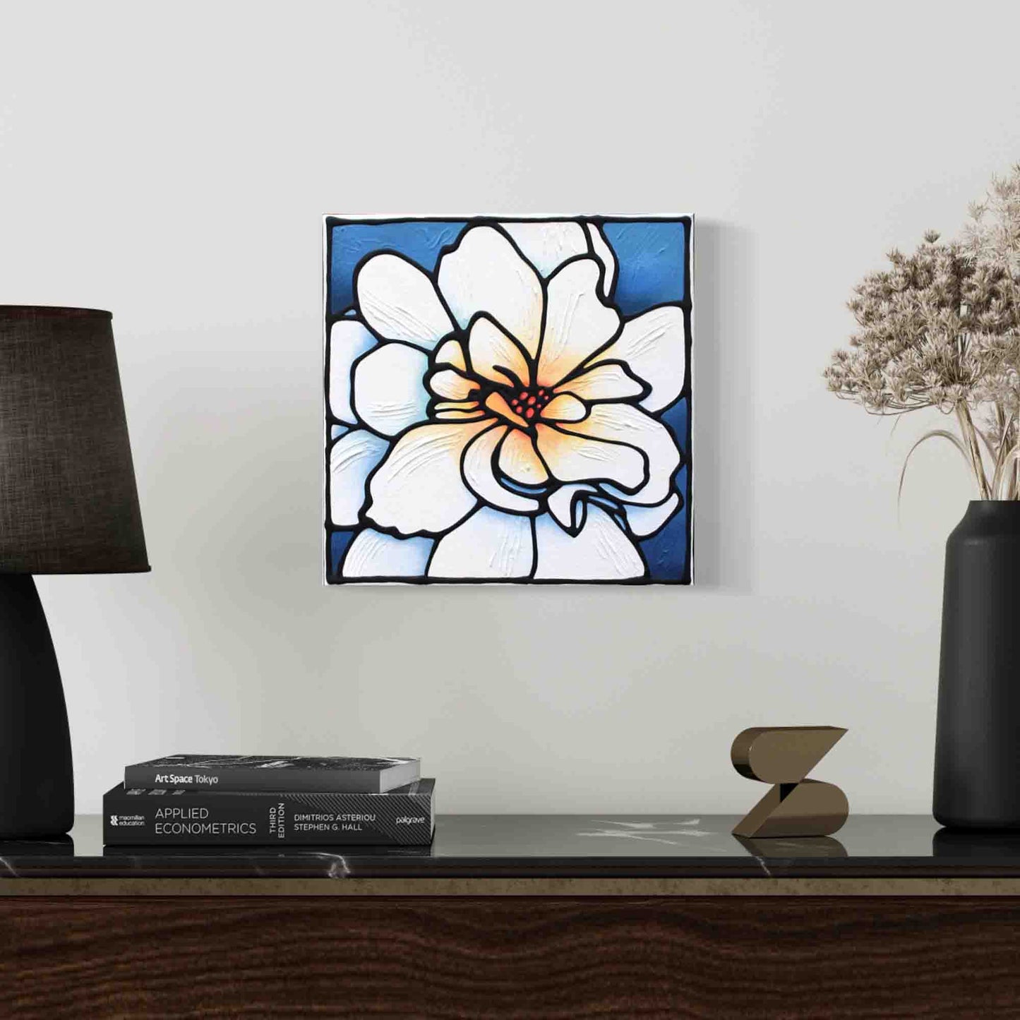 White Begonia Flower Original Painting 12" x 12" inch