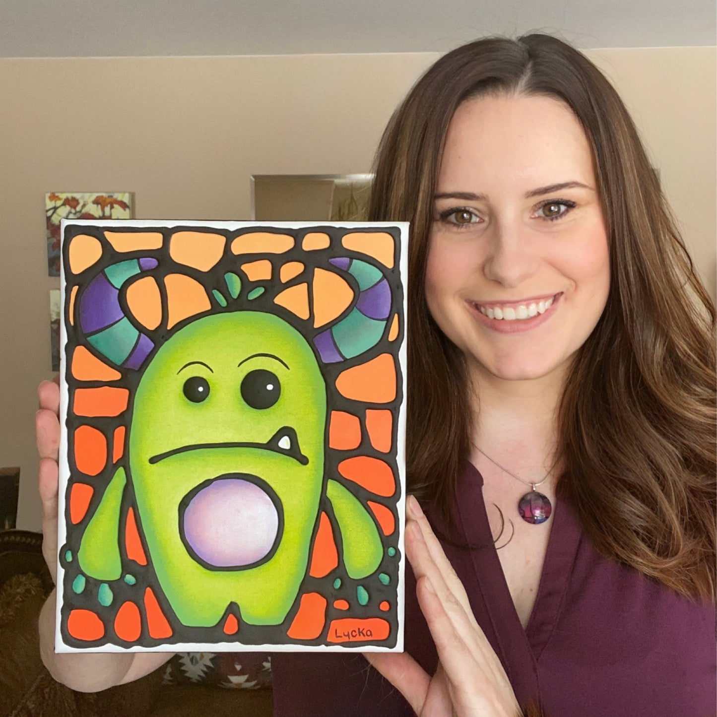 Grumpy Monster Painting 8" x 10"