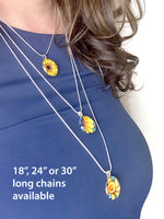 Load image into Gallery viewer, Iris Flower Necklace - Circle Pendant
