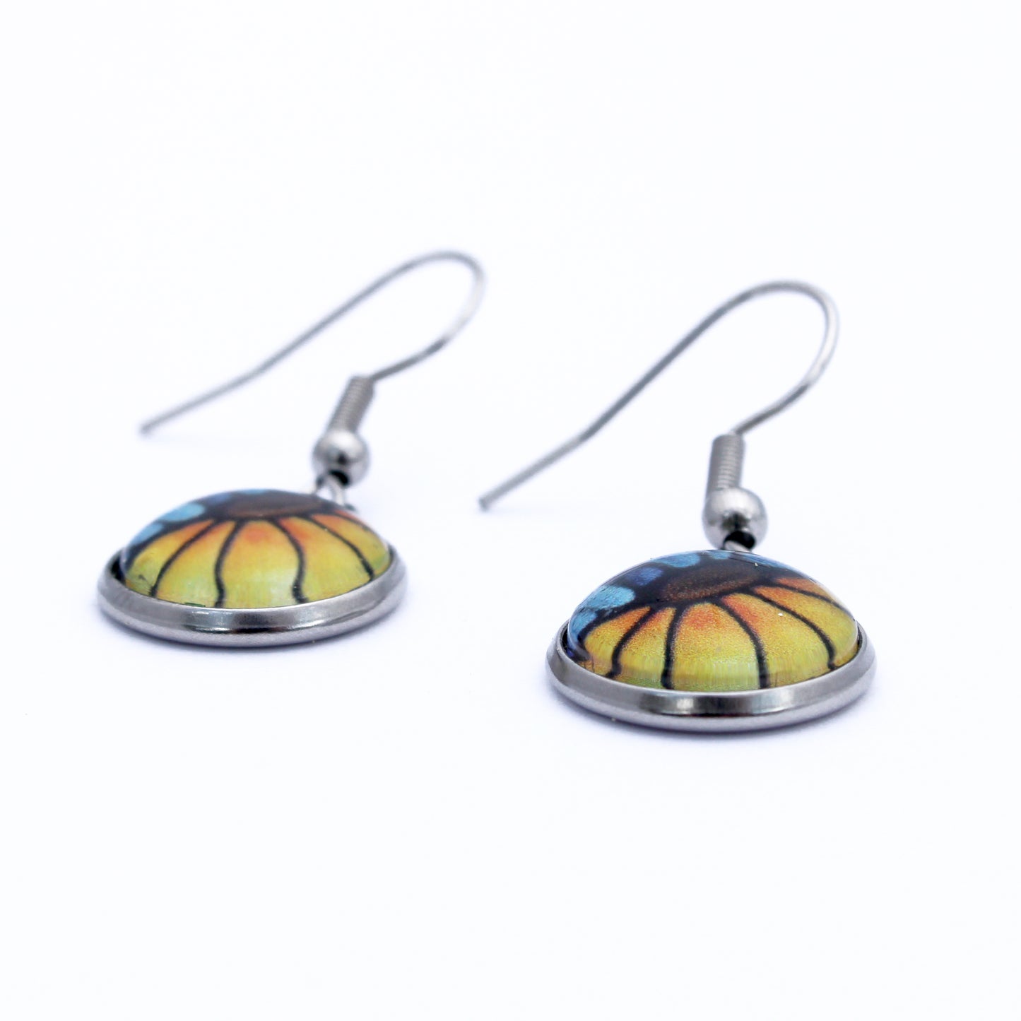 Yellow Sunflower Circle Earrings