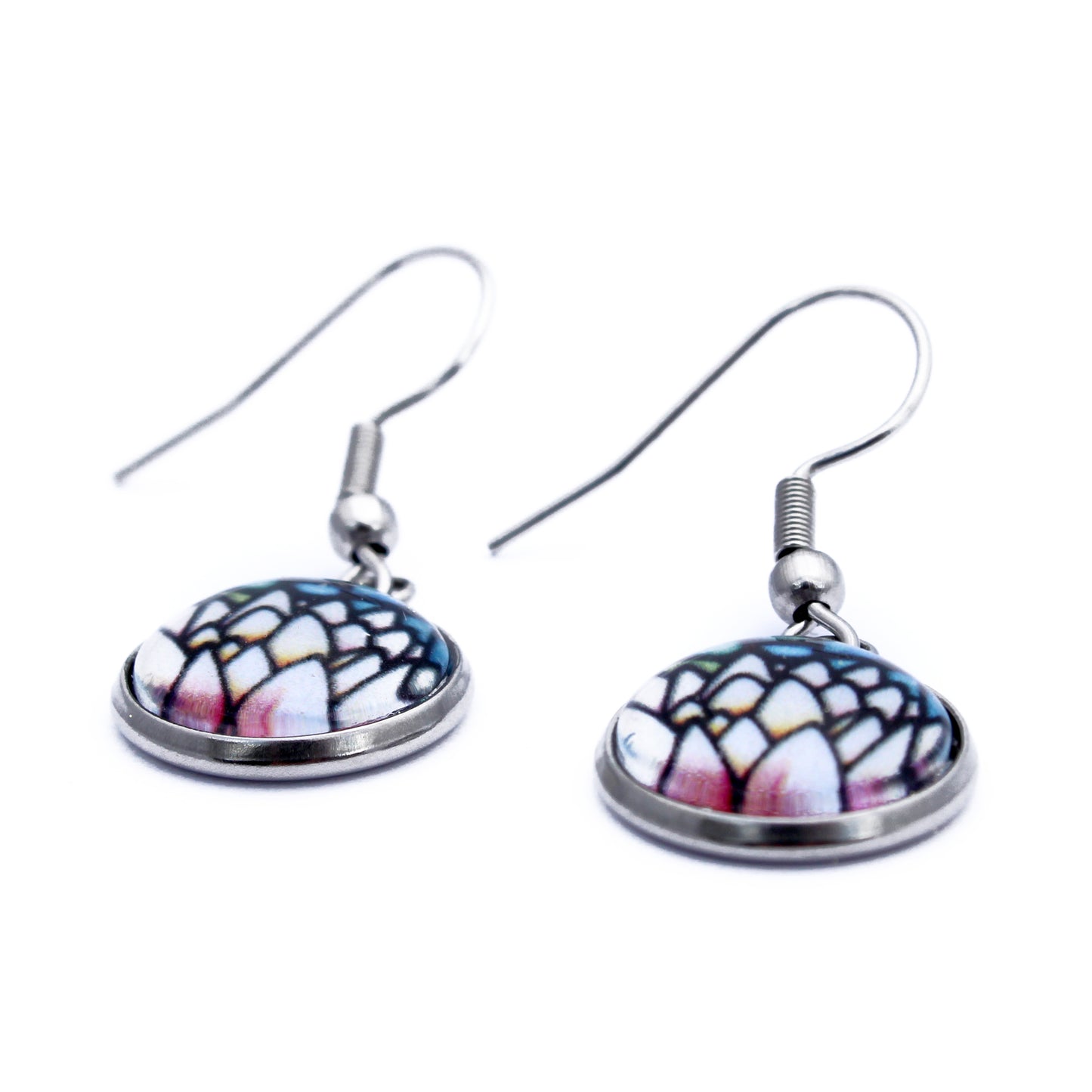 Pink Lotus Flower Circle Earrings