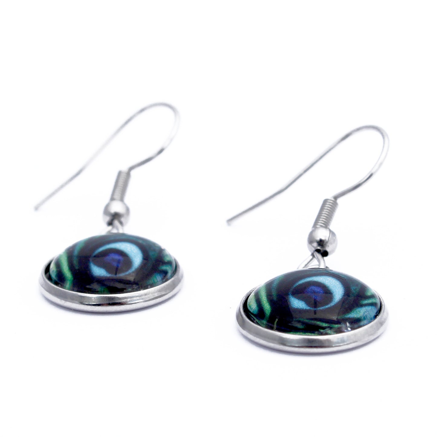 Peacock Feather Circle Earrings
