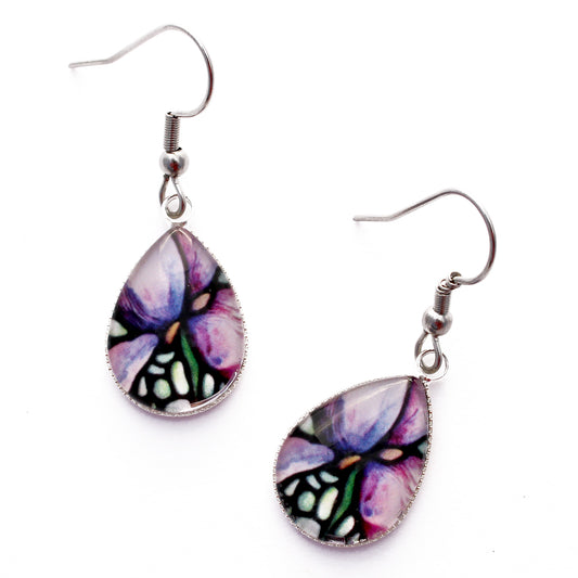 Iris Flower Teardrop Earrings