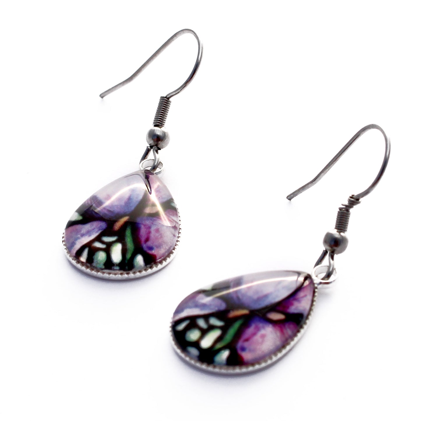 Iris Flower Teardrop Earrings