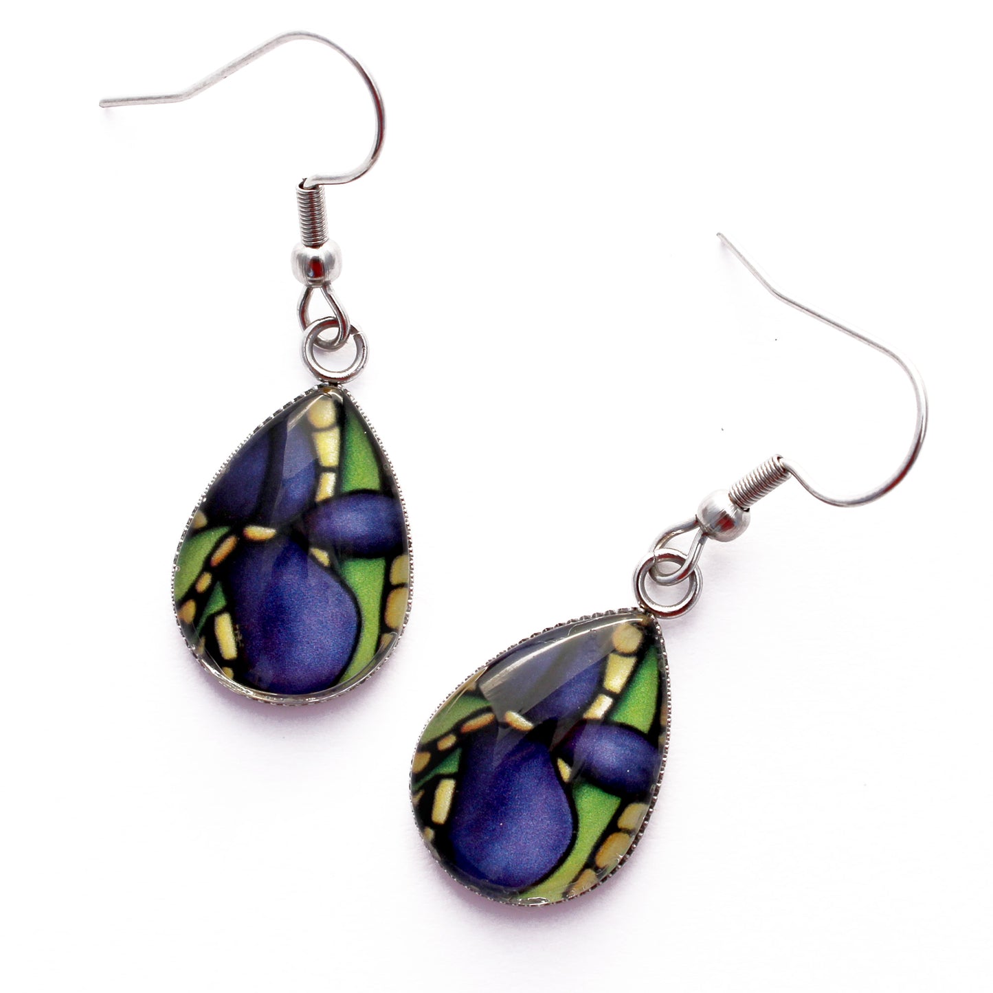 Iris Flower Teardrop Earrings