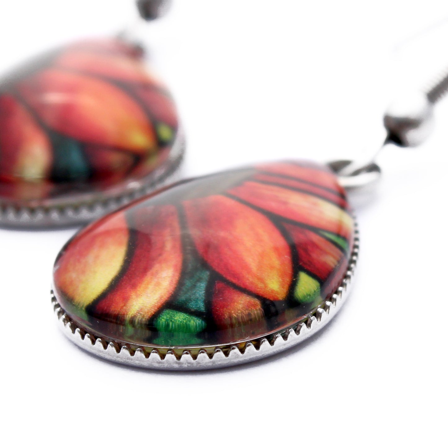 Red Sunflower Teardrop Earrings