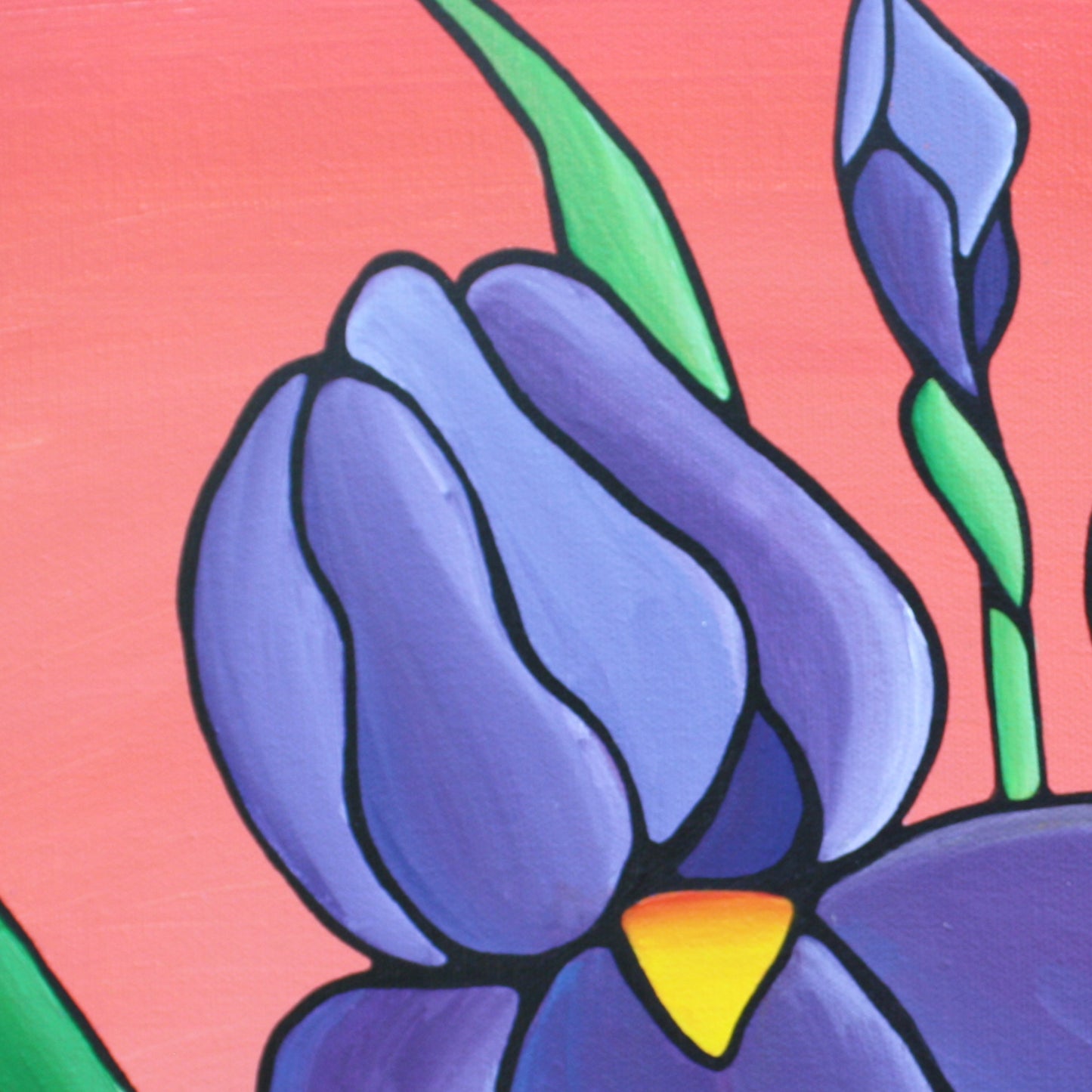 Purple Iris Flower Original Painting 12" x 24"