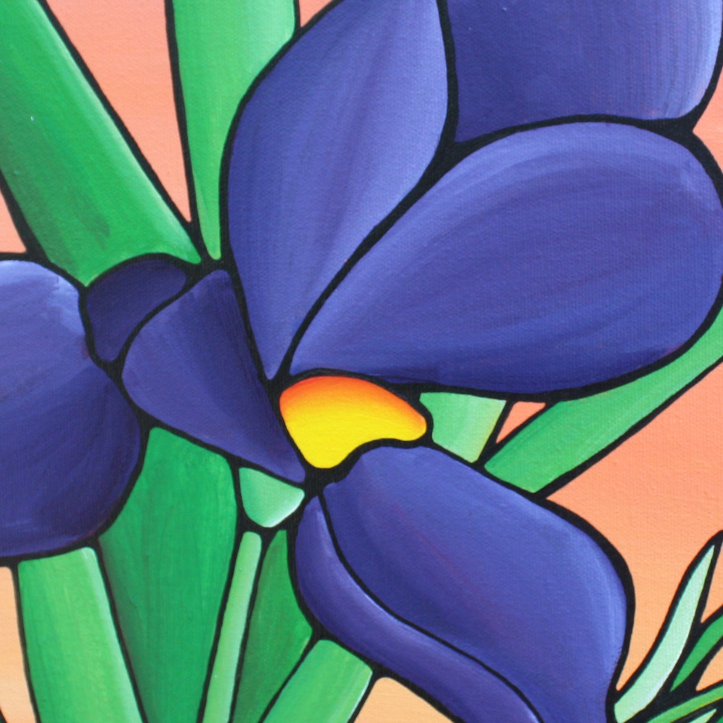Purple Iris Flower Original Painting 12" x 24"