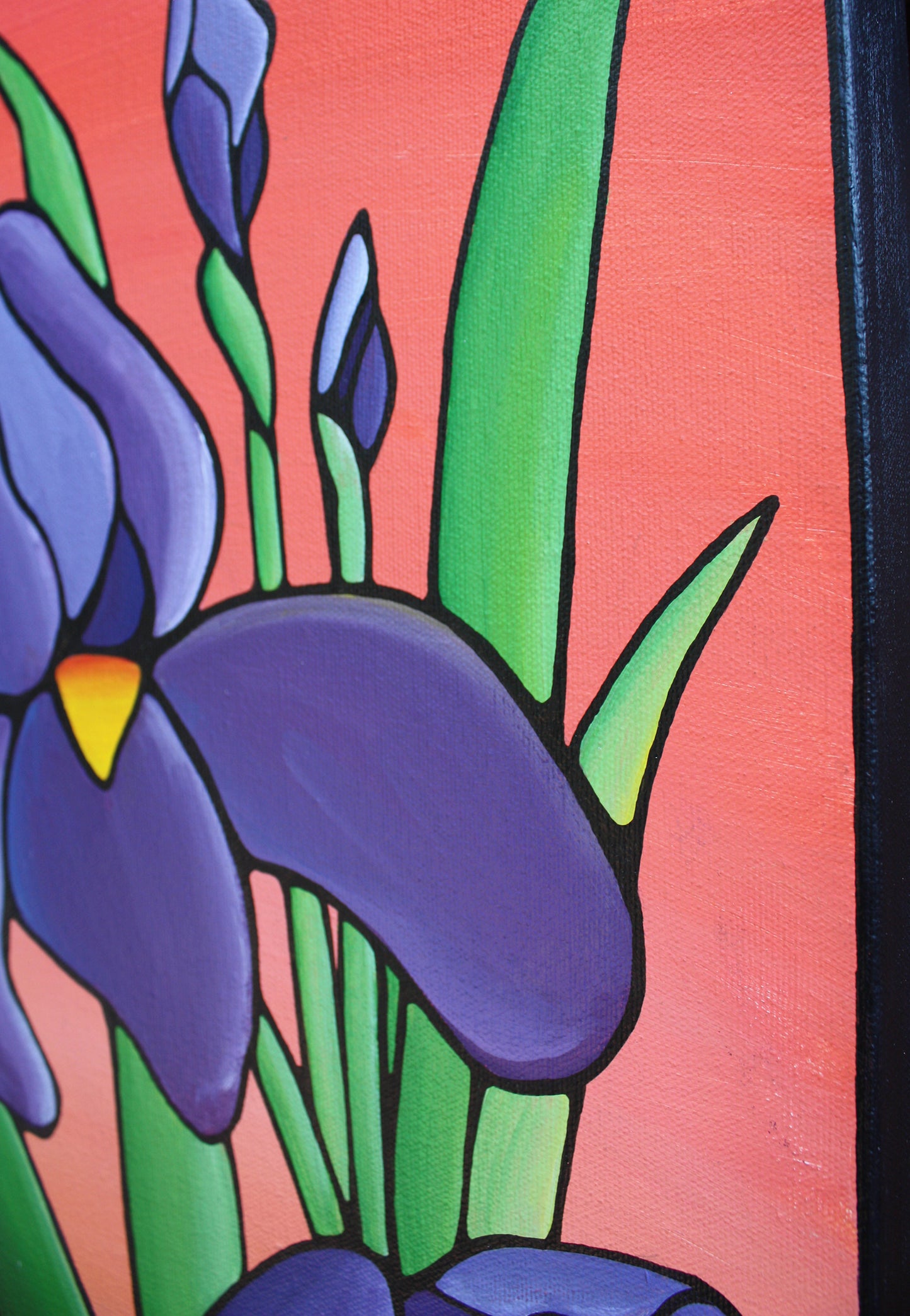 Purple Iris Flower Original Painting 12" x 24"