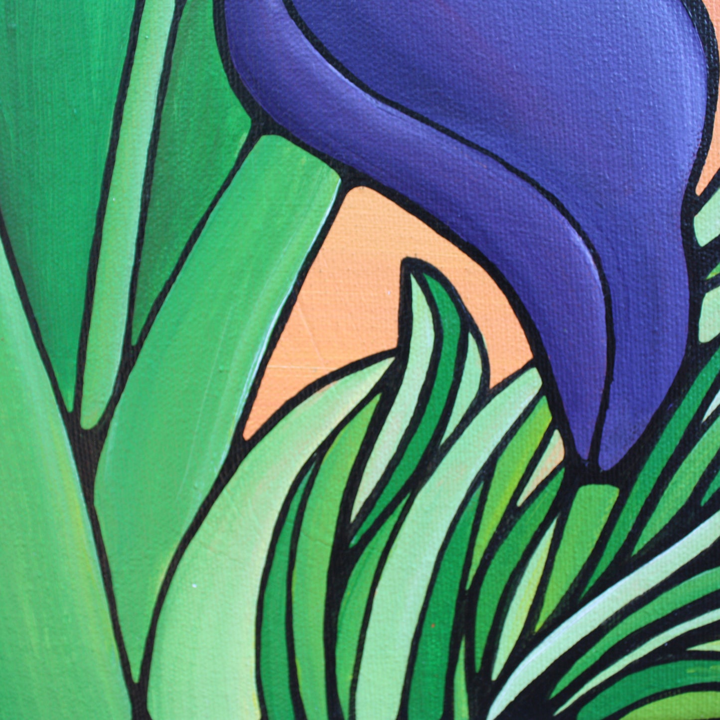 Purple Iris Flower Original Painting 12" x 24"
