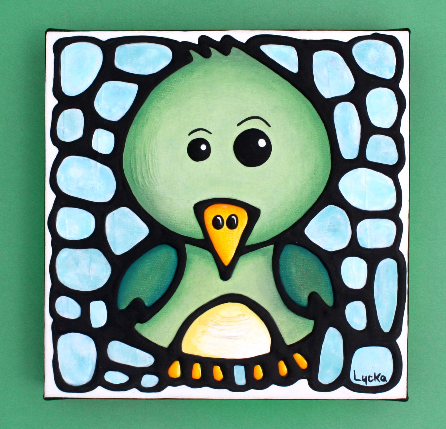 Cute Bird Original Painting 8" x 8"