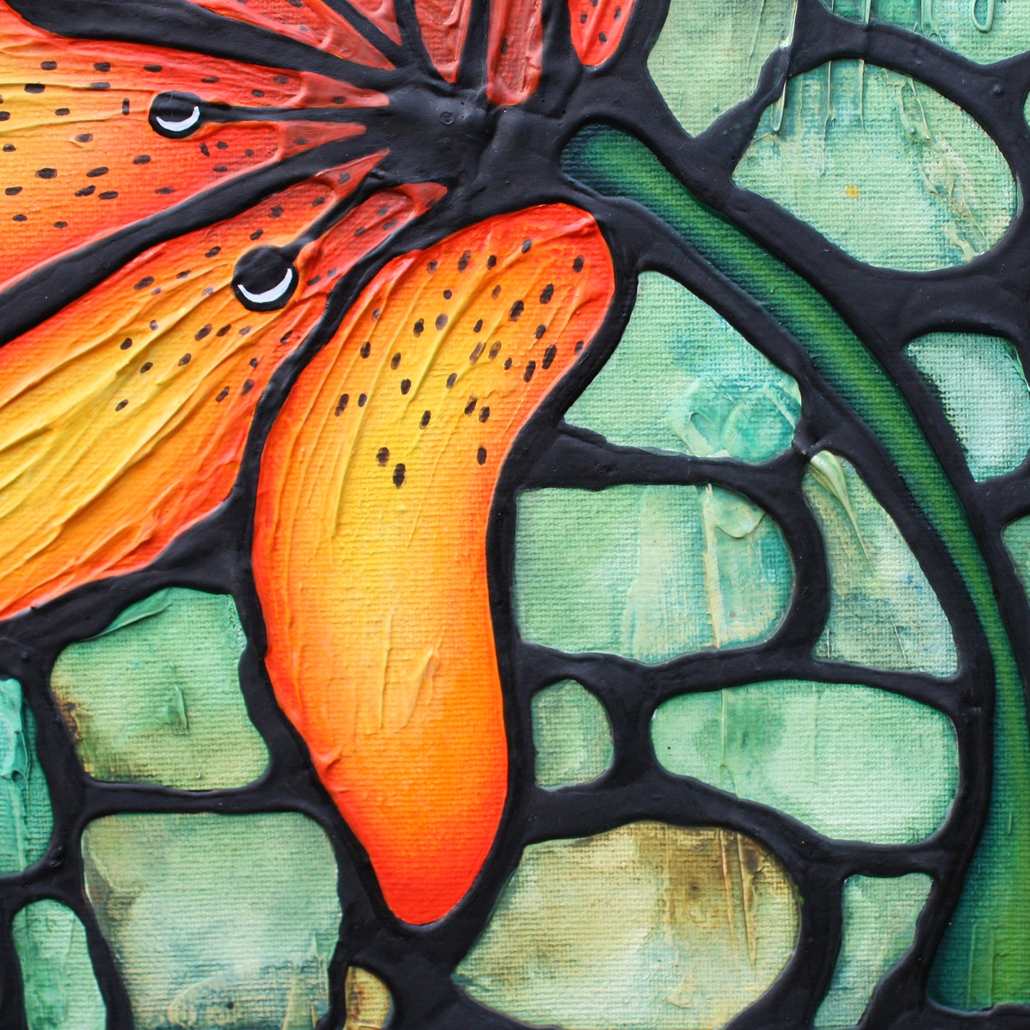 Tiger Lily Flower Original Painting 16" x 16"
