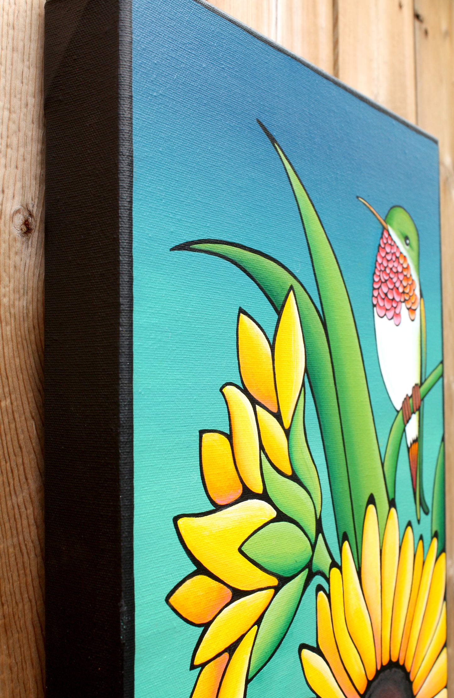 Hummingbird Original Painting 12 x 24 inch