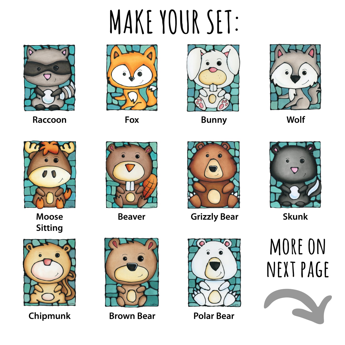 Woodland Animal Set of 6 Wall Art Prints