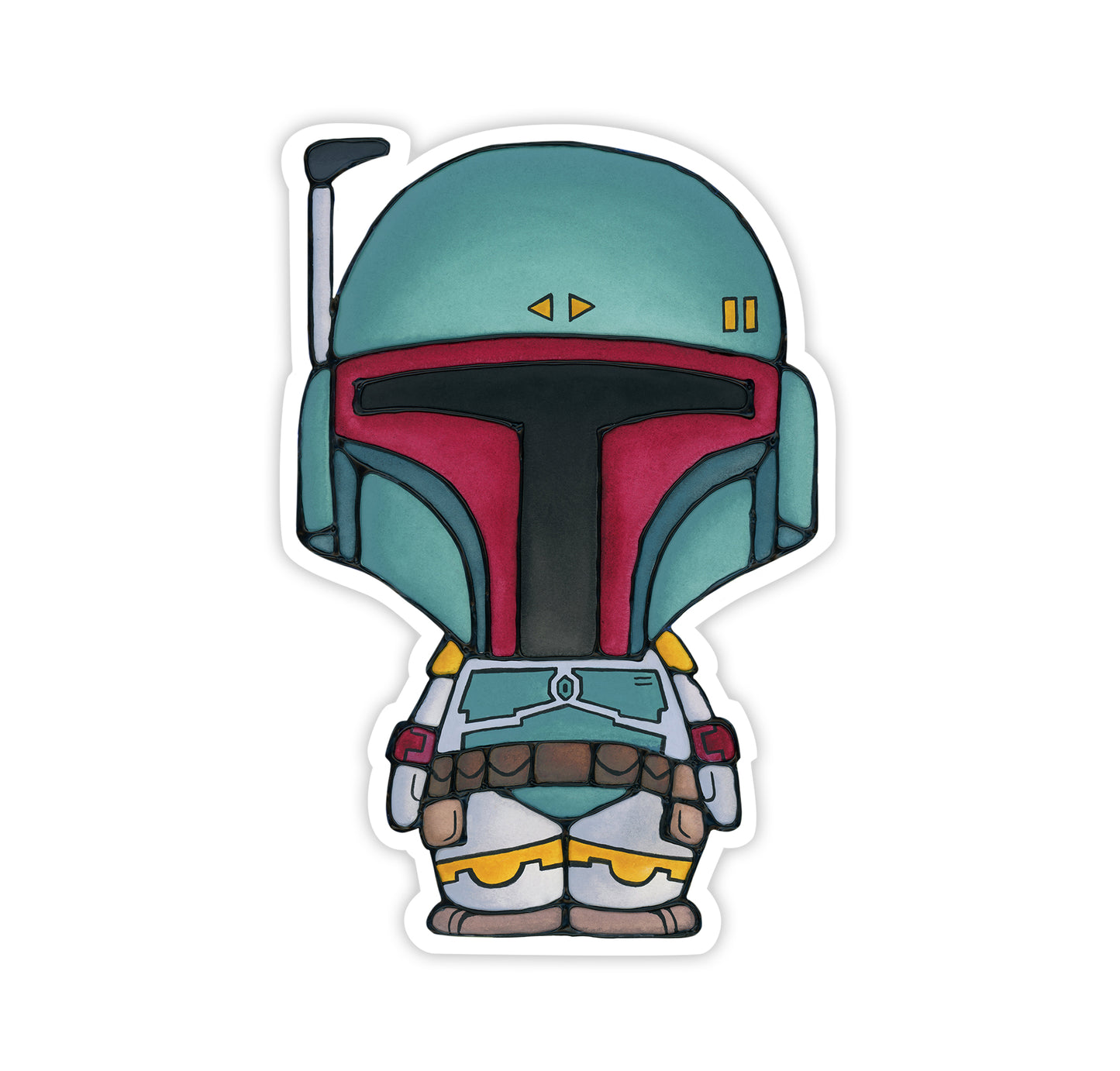Cute Sci-Fi Bounty Hunter Character Vinyl Sticker