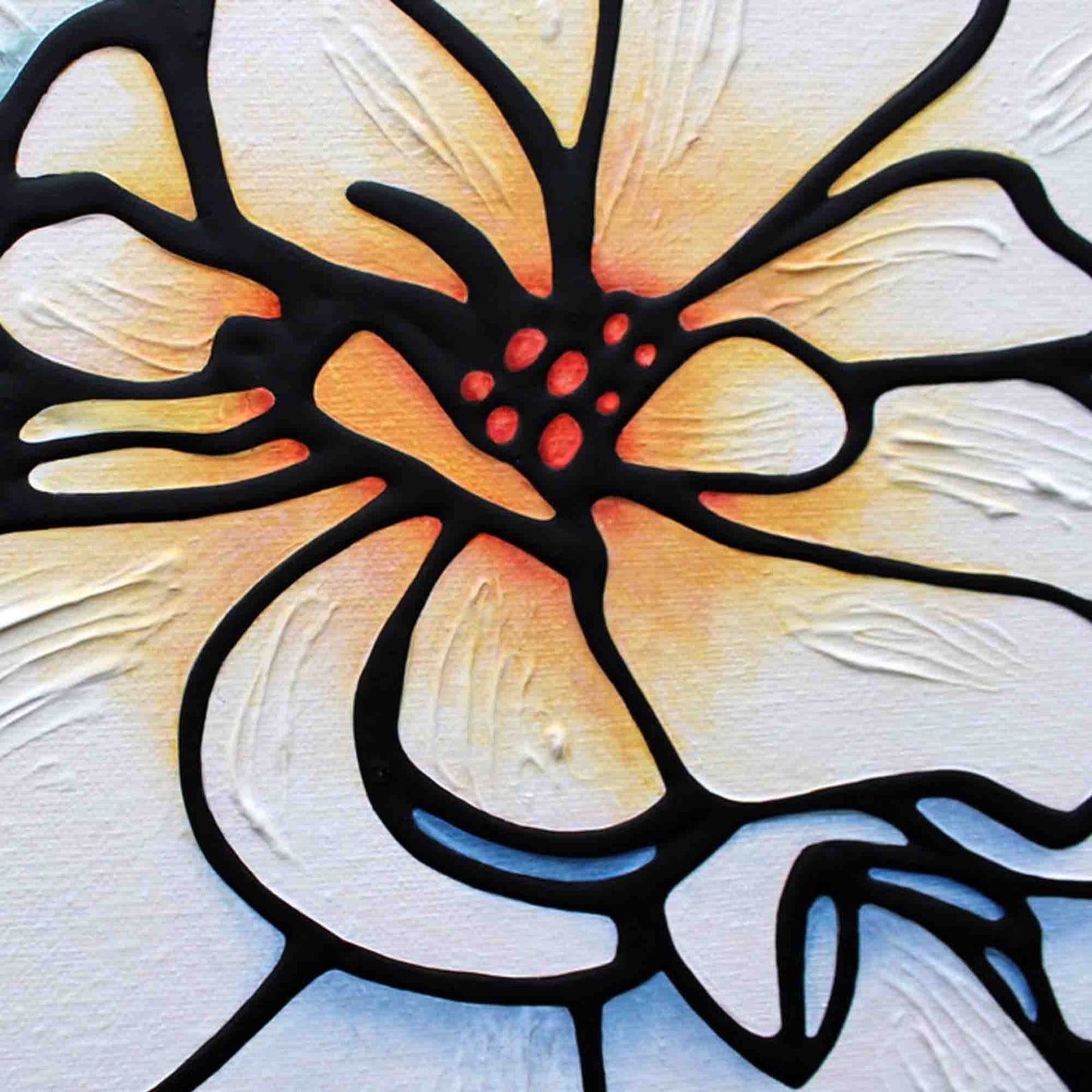 White Begonia Flower Original Painting 12" x 12" inch