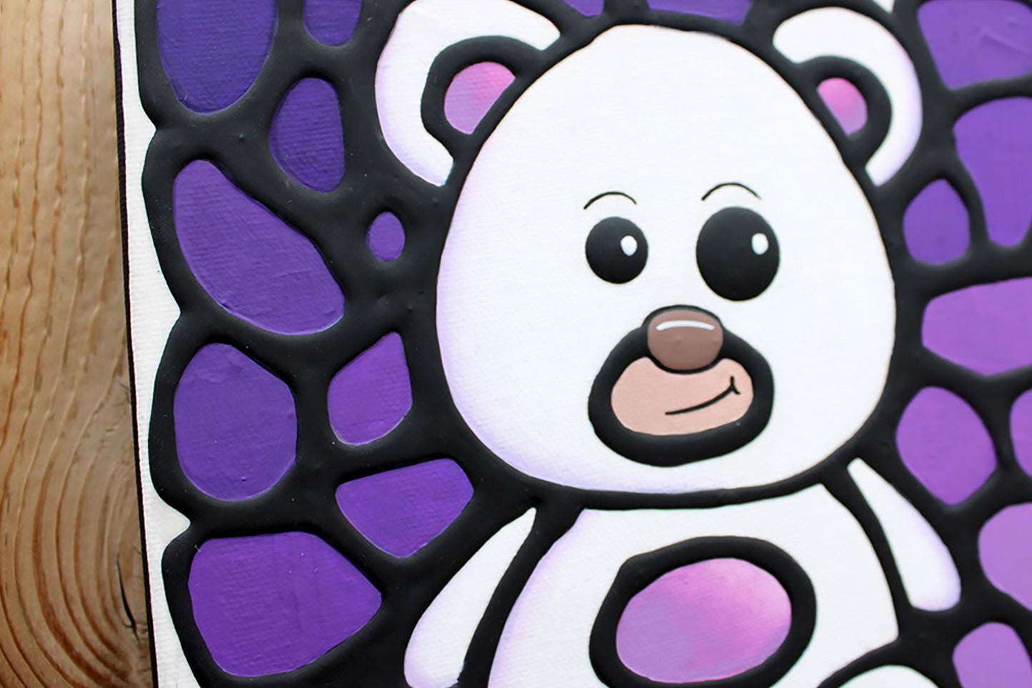 White Teddy Bear Painting 8" x 8"