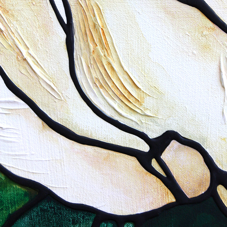 White Peony Flower Original Painting 40" x 30"