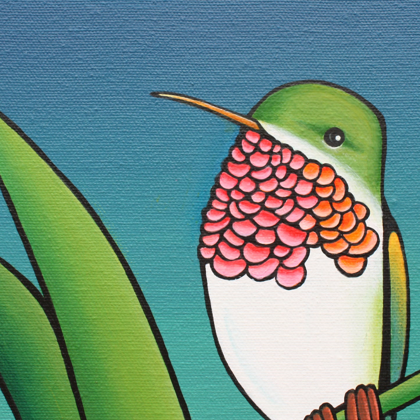 Hummingbird Original Painting 12 x 24 inch