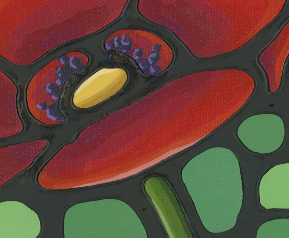 Poppy Flower Painting 9 x 12 inch