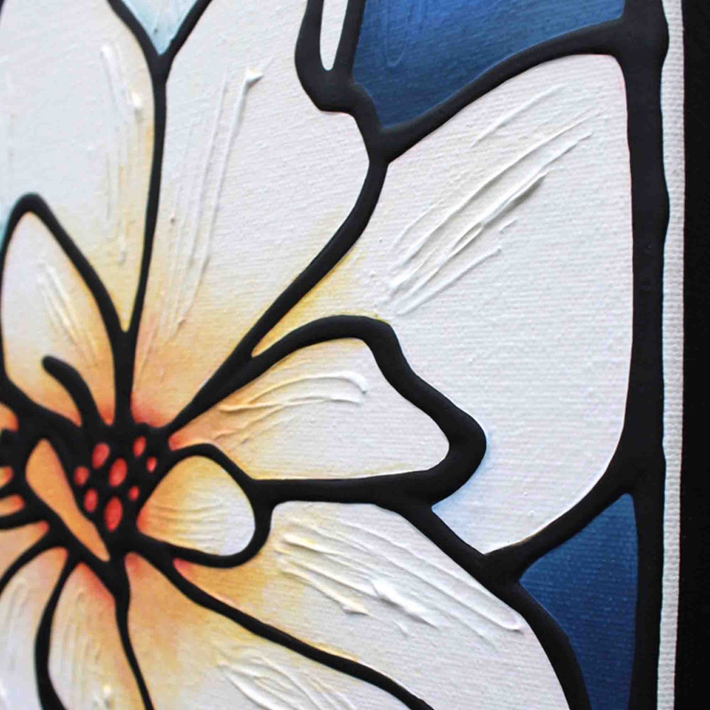 White Begonia Flower Original Painting 12" x 12" inch