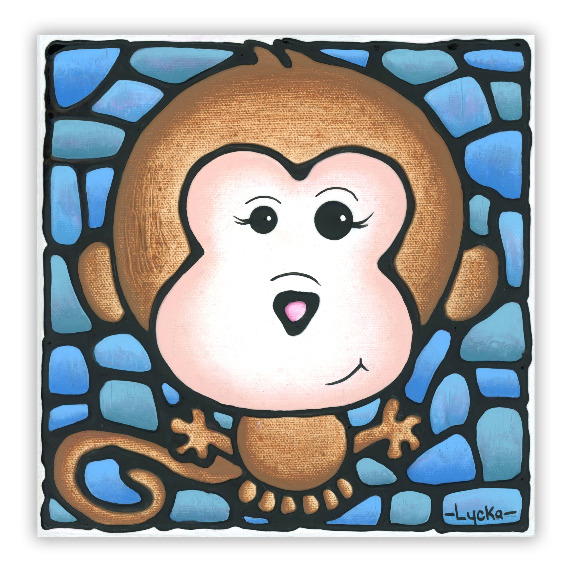 Monkey Original Painting 8" x 8"