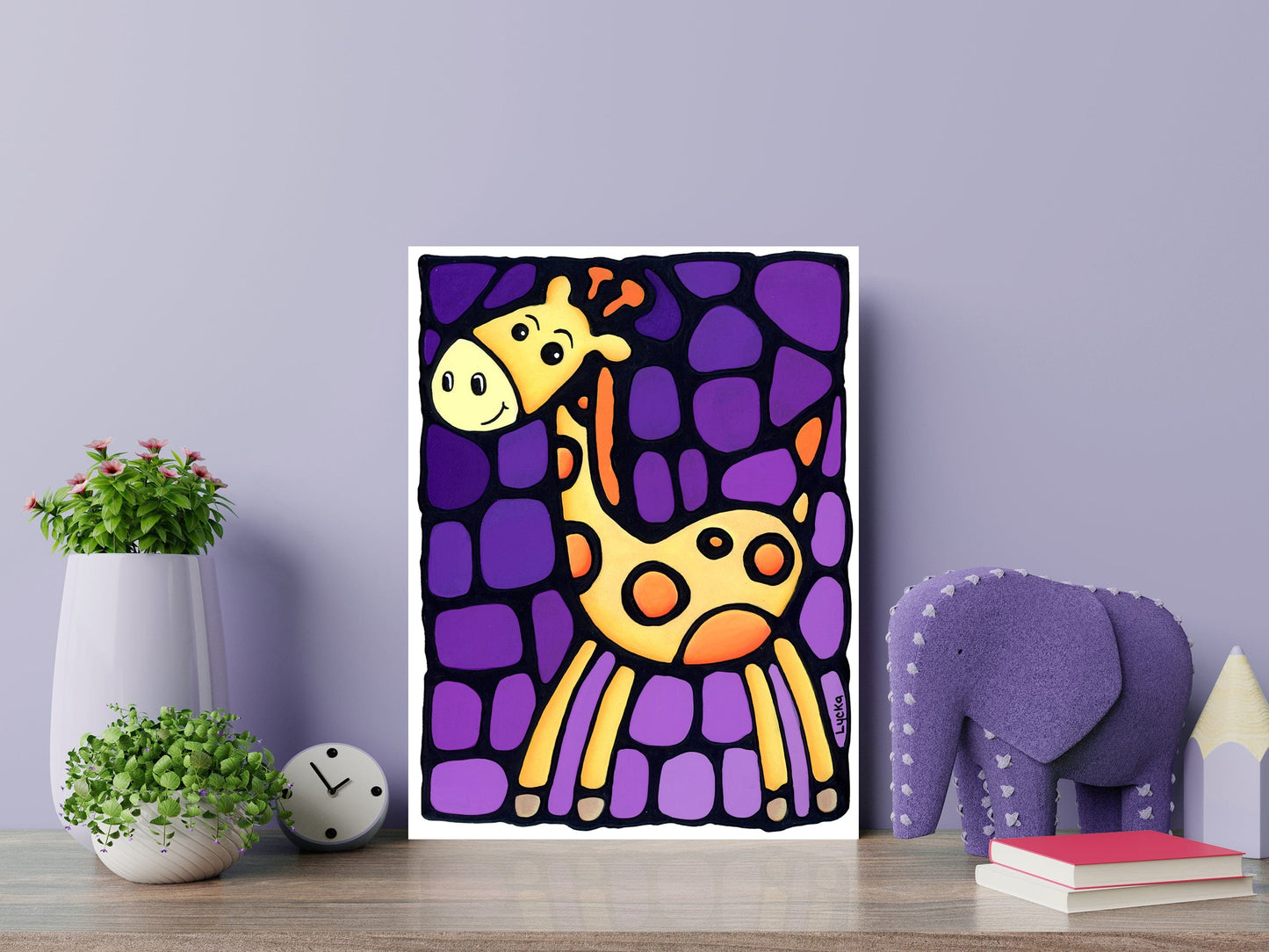 Cute Giraffe Original Painting 9" x 12"