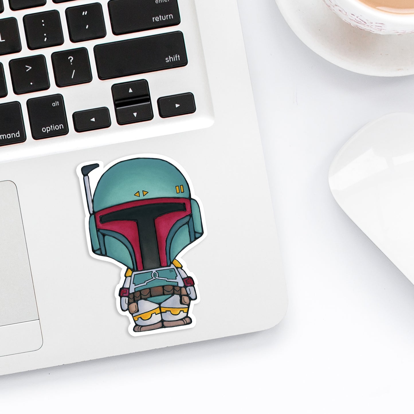 Cute Sci-Fi Bounty Hunter Character Vinyl Sticker