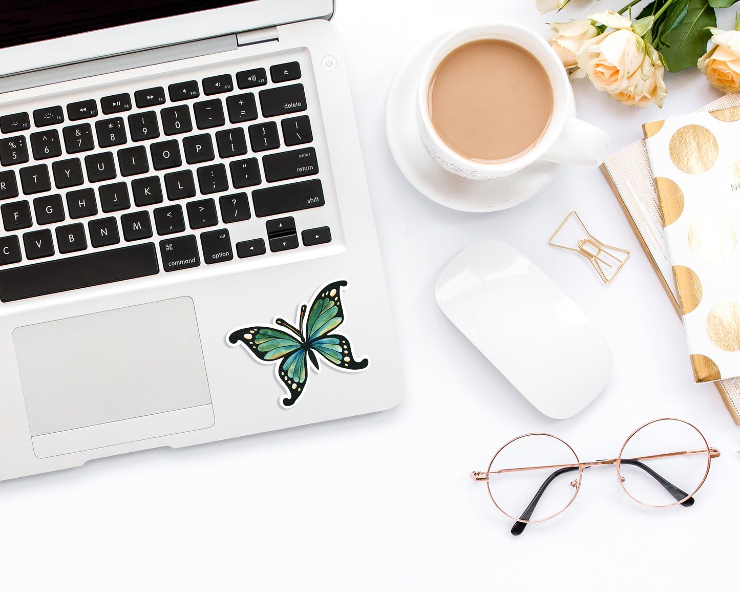 Turquoise Butterfly Vinyl Sticker
