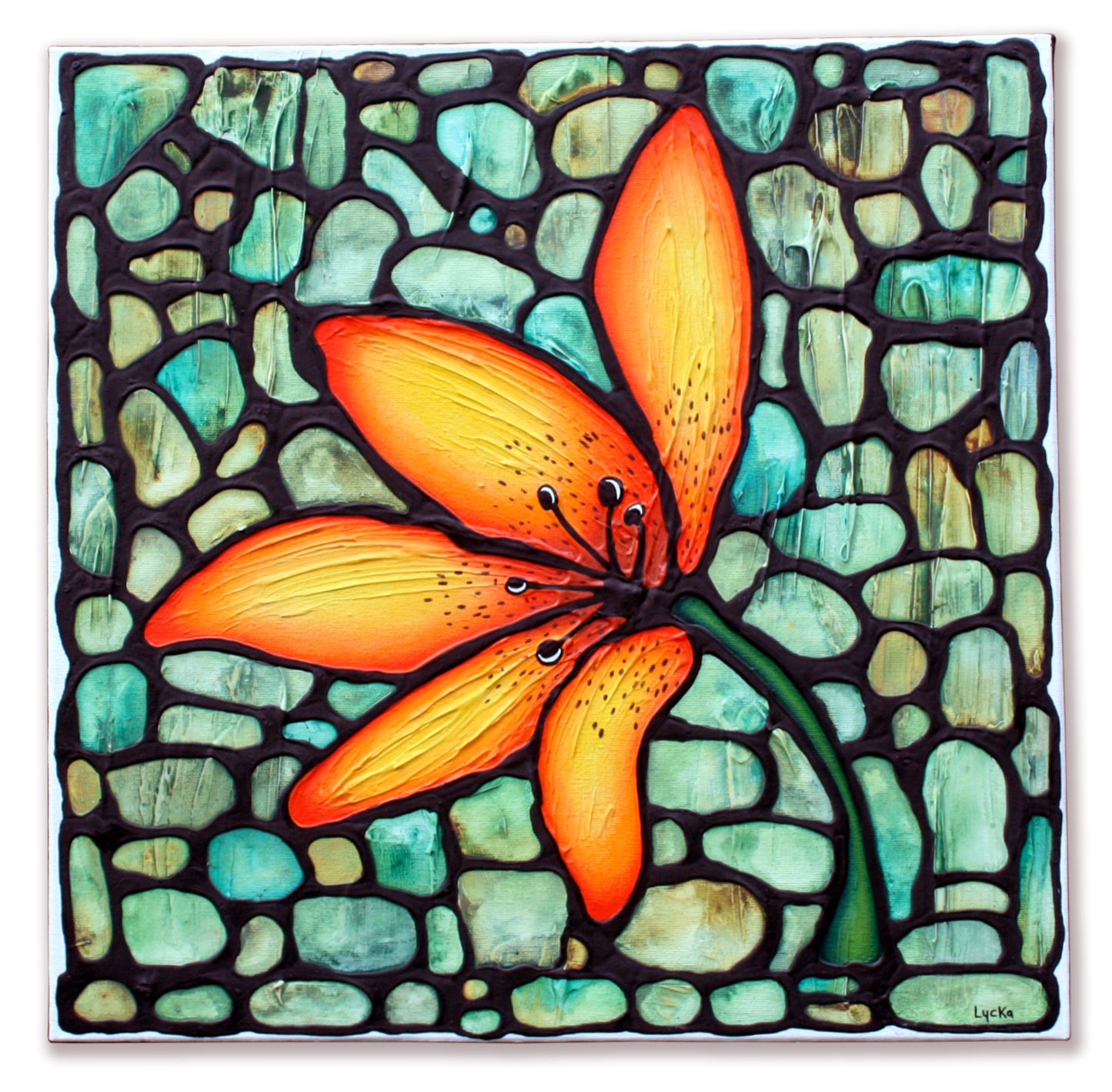 Tiger Lily Flower Original Painting 16" x 16"