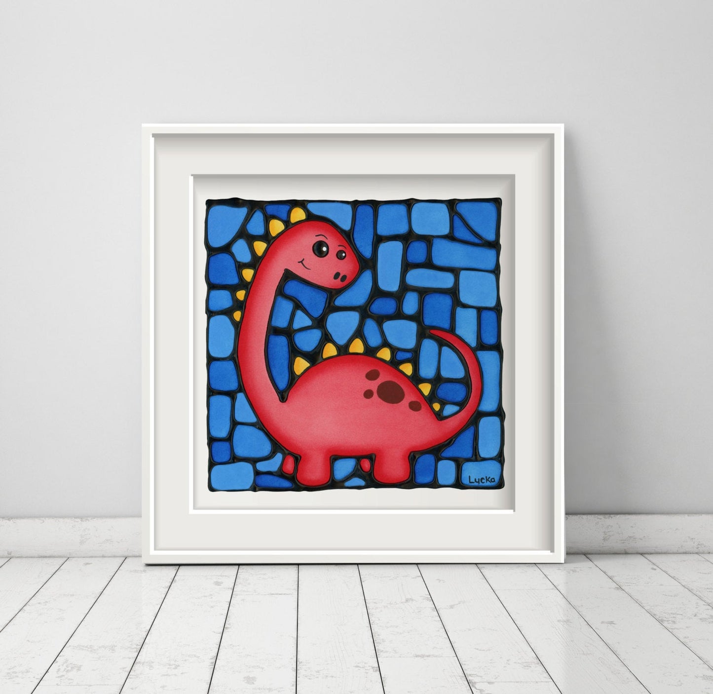 Red Dinosaur Wall Art Print