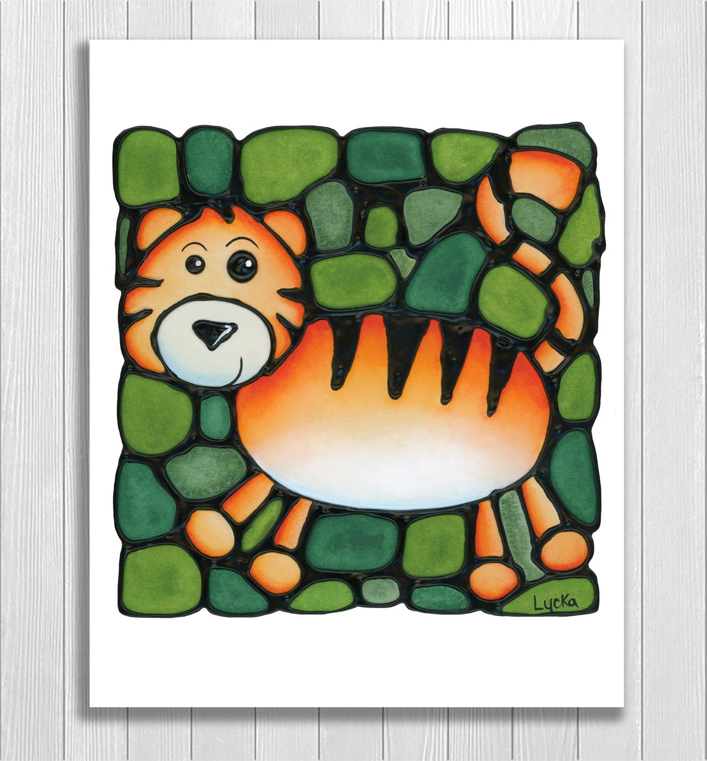 Jungle Animal Set of 4 Prints, Monkey, Lion, Giraffe, Tiger