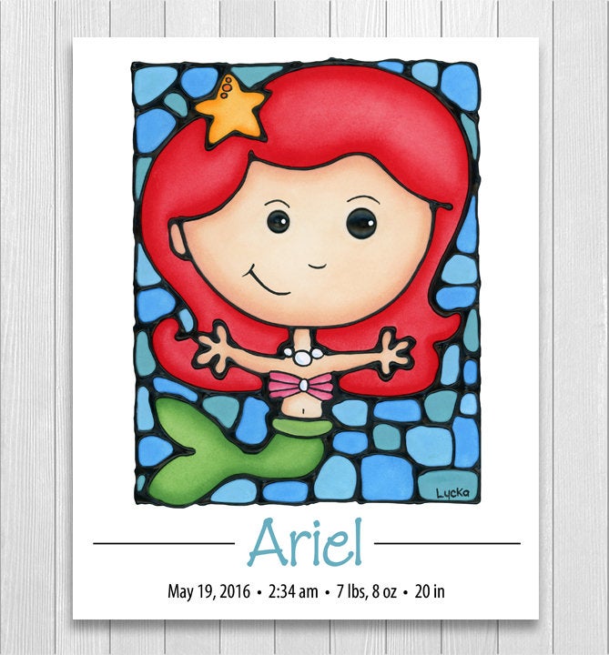 Personalized Baby Announcement Nursery Wall Art Print