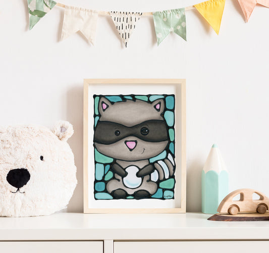 Raccoon Wall Art Print