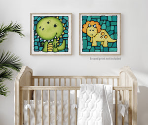 Green Dinosaur Nursery Wall Art Print