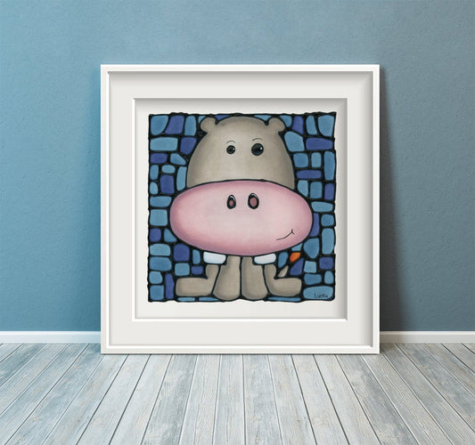Hippopotamus Nursery Wall Art Print
