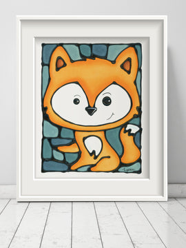 Orange Fox Nursery Wall Art Print