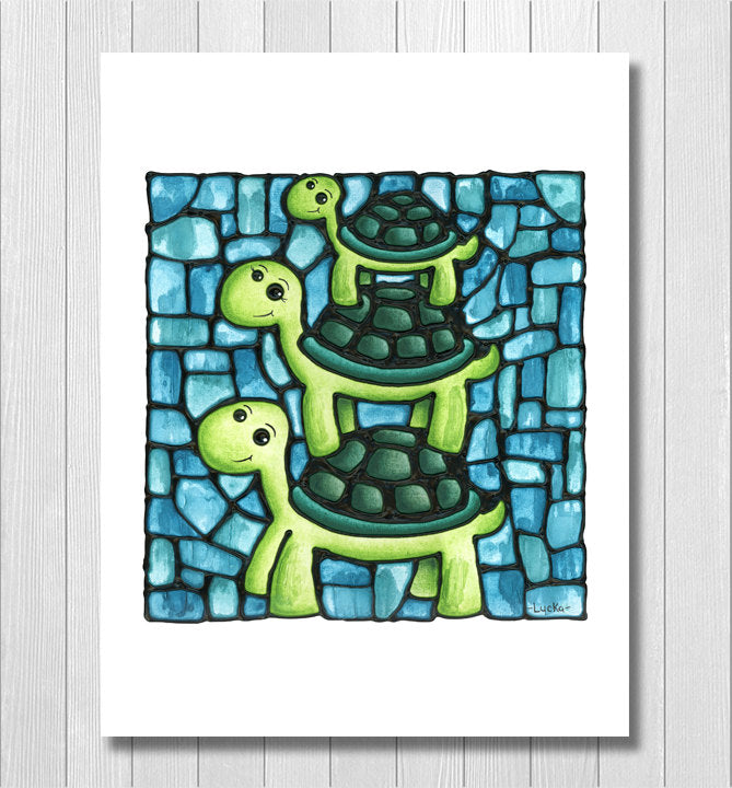 Turtle Family Wall Art Print