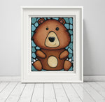 Load image into Gallery viewer, Grizzly Bear Nursery Wall Art Print
