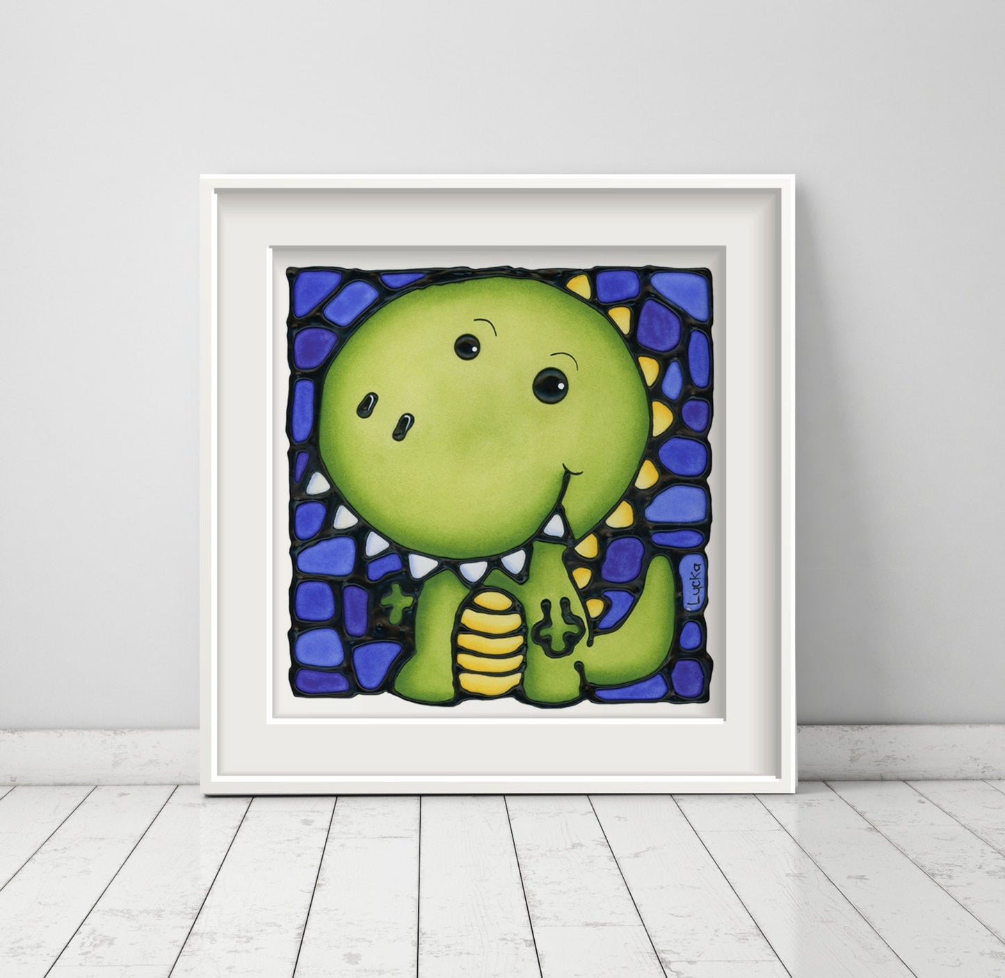 Green Dinosaur Wall Art Print