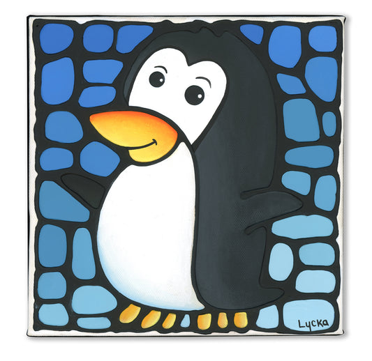 Cute Penguin Original Painting 8" x 8"