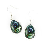 Load image into Gallery viewer, Peacock Feather Teardrop Earrings
