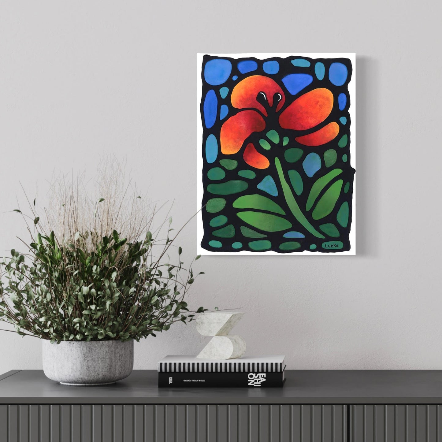 Poppy Flower Original Painting 9 x 12 inch Canvas