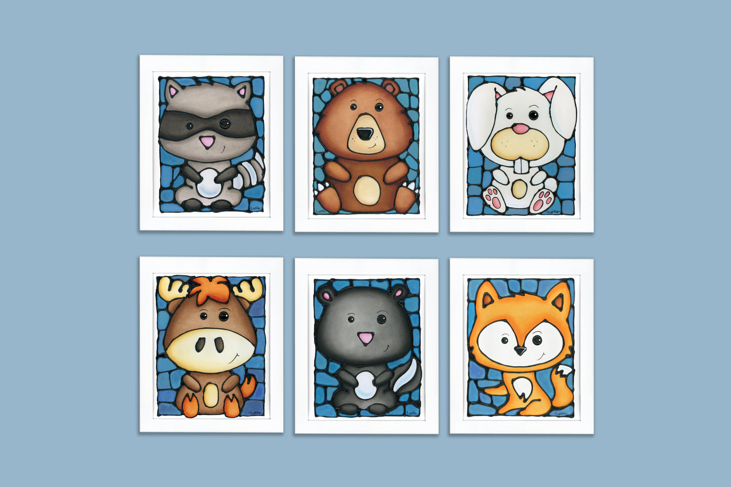 Woodland Animal Set of 6 Wall Art Prints